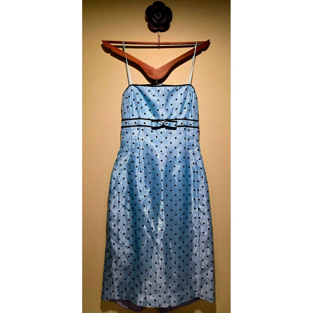 *RescueAnimalFundraiser*Papell Boutique Blue Polka Dot Cocktail Dress Size 12